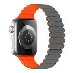 For Apple Watch SE 44mm Bamboo Magnetic Silicone Watch Band(Grey Orange)