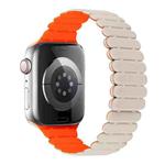 For Apple Watch Series 6 44mm Bamboo Magnetic Silicone Watch Band(Starlight Orange)