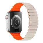 For Apple Watch Series 5 44mm Bamboo Magnetic Silicone Watch Band(Starlight Orange)