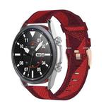 For Galaxy Watch 3 45mm Woven Nylon Watch Band, Size: Free Size 22mm(Red)