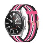 For Galaxy Watch 3 45mm Woven Nylon Watch Band, Size: Free Size 22mm(Black Pink)