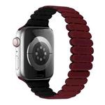 For Apple Watch Series 4 40mm Bamboo Magnetic Silicone Watch Band(Wine Red Black)