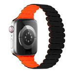 For Apple Watch Series 3 38mm Bamboo Magnetic Silicone Watch Band(Black Orange)