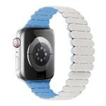 For Apple Watch Series 10 46mm Bamboo Magnetic Silicone Watch Band(White Fog Blue)