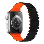 For Apple Watch Series 10 42mm Bamboo Magnetic Silicone Watch Band(Black Orange)