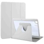 For iPad 10.2 2021 / 2020 / 2019 / Air 3 GEBEI Acrylic TPU 3-folding Rotating Smart Tablet Leather Case withh Pen Slot(Grey)