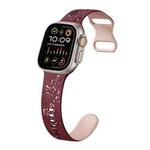 For Apple Watch Ultra 2 49mm Colorful Butterfly Pattern 8-shaped Buckle Silicone Watch Band(Wine Red Pink)