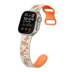 For Apple Watch Ultra 2 49mm Colorful Butterfly Pattern 8-shaped Buckle Silicone Watch Band(Starlight+Orange)
