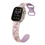 For Apple Watch Ultra 49mm Colorful Butterfly Pattern 8-shaped Buckle Silicone Watch Band(Pink Light Purple)