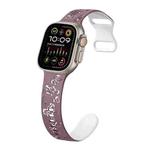 For Apple Watch Ultra 49mm Colorful Butterfly Pattern 8-shaped Buckle Silicone Watch Band(Smoke Purple White)