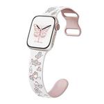 For Apple Watch SE 2022 40mm Colorful Butterfly Pattern 8-shaped Buckle Silicone Watch Band(White Pink)