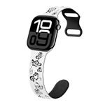 For Apple Watch Series 10 46mm Colorful Butterfly Pattern 8-shaped Buckle Silicone Watch Band(White Black)