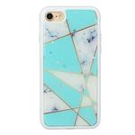 For iPhone 7 Plus / 8 Plus Marble Series Stars Powder Dropping Epoxy TPU Protective Case(Green White Plaid)