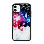 For iPhone 11 Marble Series Stars Powder Dropping Epoxy TPU Protective Case(Colorful Plaid)