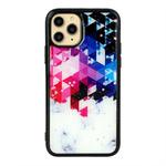 For iPhone 11 Pro Marble Series Stars Powder Dropping Epoxy TPU Protective Case(Colorful Plaid)