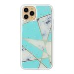 For iPhone 11 Pro Marble Series Stars Powder Dropping Epoxy TPU Protective Case(Green White Plaid)