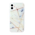 For iPhone 11 Pro Max Marble Series Stars Powder Dropping Epoxy TPU Protective Case(White Plaid)