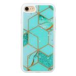 For iPhone SE 2022 / SE 2020 / 8 / 7 Marble Series Stars Powder Dropping Epoxy TPU Protective Case(Emerald Plaid)