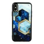 For iPhone X / XS Marble Series Stars Powder Dropping Epoxy TPU Protective Case(Starry Sky Hexagon)