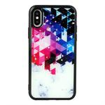 For iPhone X / XS Marble Series Stars Powder Dropping Epoxy TPU Protective Case(Colorful Plaid)