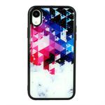 For iPhone XR Marble Series Stars Powder Dropping Epoxy TPU Protective Case(Colorful Plaid)