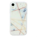 For iPhone XR Marble Series Stars Powder Dropping Epoxy TPU Protective Case(White Plaid)