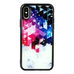 For iPhone XS Max Marble Series Stars Powder Dropping Epoxy TPU Protective Case(Colorful Plaid)