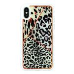 For iPhone XS Max Marble Series Stars Powder Dropping Epoxy TPU Protective Case(Leopard Plaid)