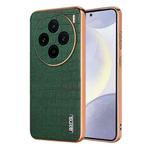 For vivo X100 5G AZNS Electroplated Frame Crocodile Texture Full Coverage Phone Case(Green)