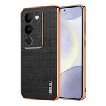 For vivo S17 / S17 Pro / S17t AZNS Electroplated Frame Crocodile Texture Full Coverage Phone Case(Black)