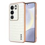 For vivo S17 / S17 Pro / S17t AZNS Electroplated Frame Crocodile Texture Full Coverage Phone Case(White)