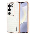 For vivo V29 / V29 Pro AZNS Electroplated Frame Crocodile Texture Full Coverage Phone Case(White)