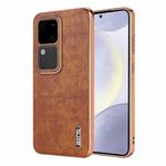 For vivo V30 / V30 Pro AZNS Electroplated Frame Crocodile Texture Full Coverage Phone Case(Brown)