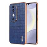 For vivo S19 AZNS Electroplated Frame Crocodile Texture Full Coverage Phone Case(Blue)