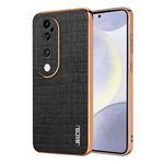 For vivo S19 Pro AZNS Electroplated Frame Crocodile Texture Full Coverage Phone Case(Black)