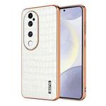 For vivo S19 Pro AZNS Electroplated Frame Crocodile Texture Full Coverage Phone Case(White)