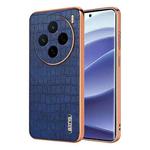 For vivo X200 AZNS Electroplated Frame Crocodile Texture Full Coverage Phone Case(Blue)