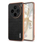 For vivo X200s AZNS Electroplated Frame Crocodile Texture Full Coverage Phone Case(Black)