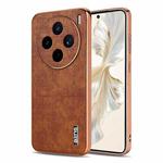 For vivo X200s AZNS Electroplated Frame Crocodile Texture Full Coverage Phone Case(Brown)