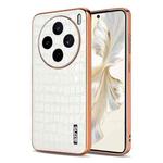 For vivo X200s AZNS Electroplated Frame Crocodile Texture Full Coverage Phone Case(White)
