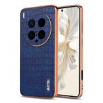 For vivo X200 Ultra AZNS Electroplated Frame Crocodile Texture Full Coverage Phone Case(Blue)