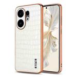 For vivo S30 AZNS Electroplated Frame Crocodile Texture Full Coverage Phone Case(White)