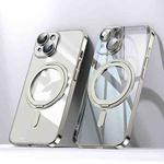 For iPhone 15 Plating PC 360 Ring Holder Magsafe Phone Case(Clear Gold)