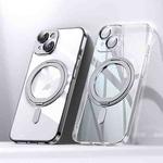 For iPhone 14 Plating PC 360 Ring Holder Magsafe Phone Case(Transparent)