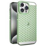 For iPhone 15 Pro Max Hollow Matte Electroplated PC Heat Dissipation Phone Case(Green)