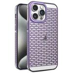 For iPhone 15 Pro Max Hollow Matte Electroplated PC Heat Dissipation Phone Case(Purple)