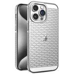 For iPhone 15 Pro Hollow Matte Electroplated PC Heat Dissipation Phone Case(Silver)
