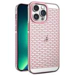 For iPhone 13 Pro Max Hollow Matte Electroplated PC Heat Dissipation Phone Case(Pink)