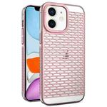 For iPhone 11 Hollow Matte Electroplated PC Heat Dissipation Phone Case(Pink)