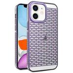 For iPhone 11 Hollow Matte Electroplated PC Heat Dissipation Phone Case(Purple)